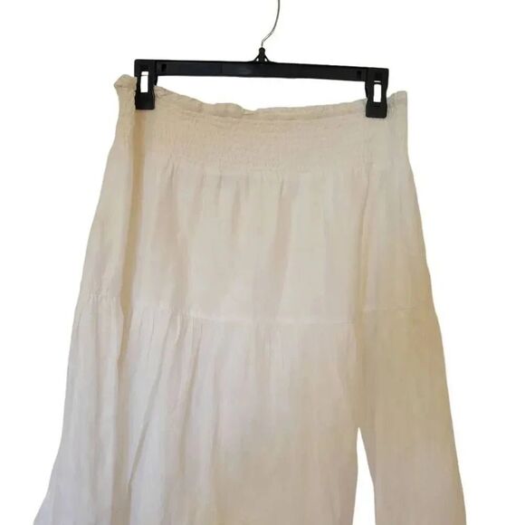 Old Navy Women's White & Dark Orange Cotton Embroidered Lined Tiered Pull On Max - Picture 7 of 11